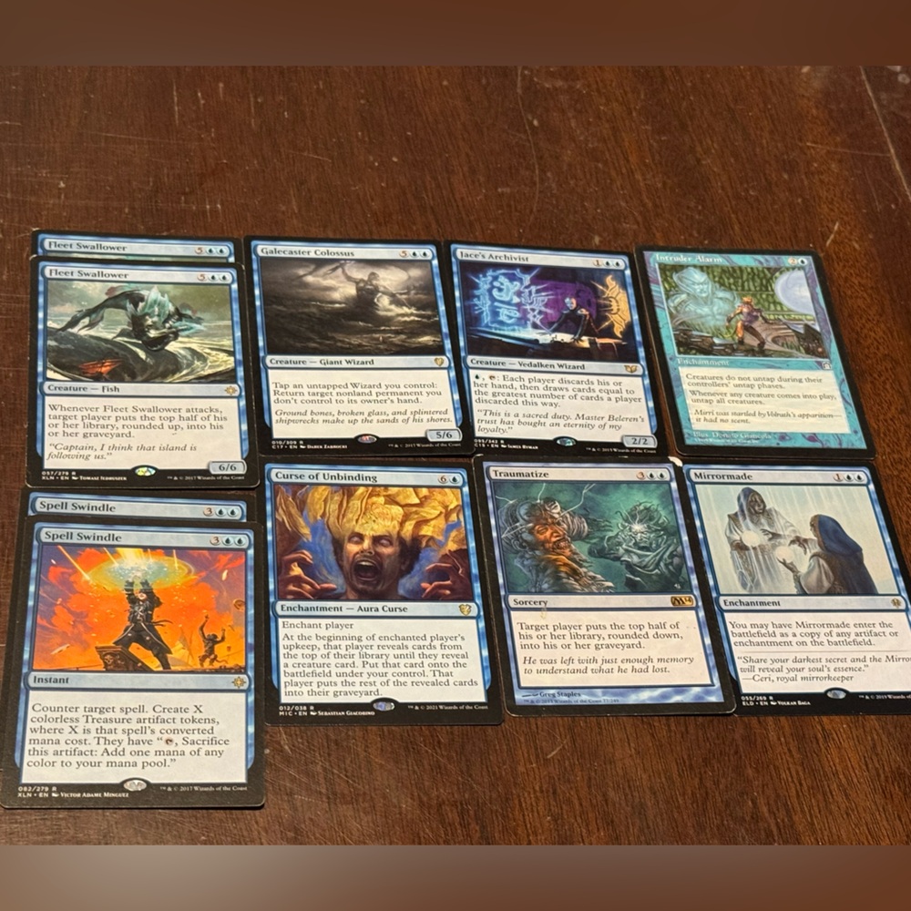 10 blue Magic: The Gathering cards